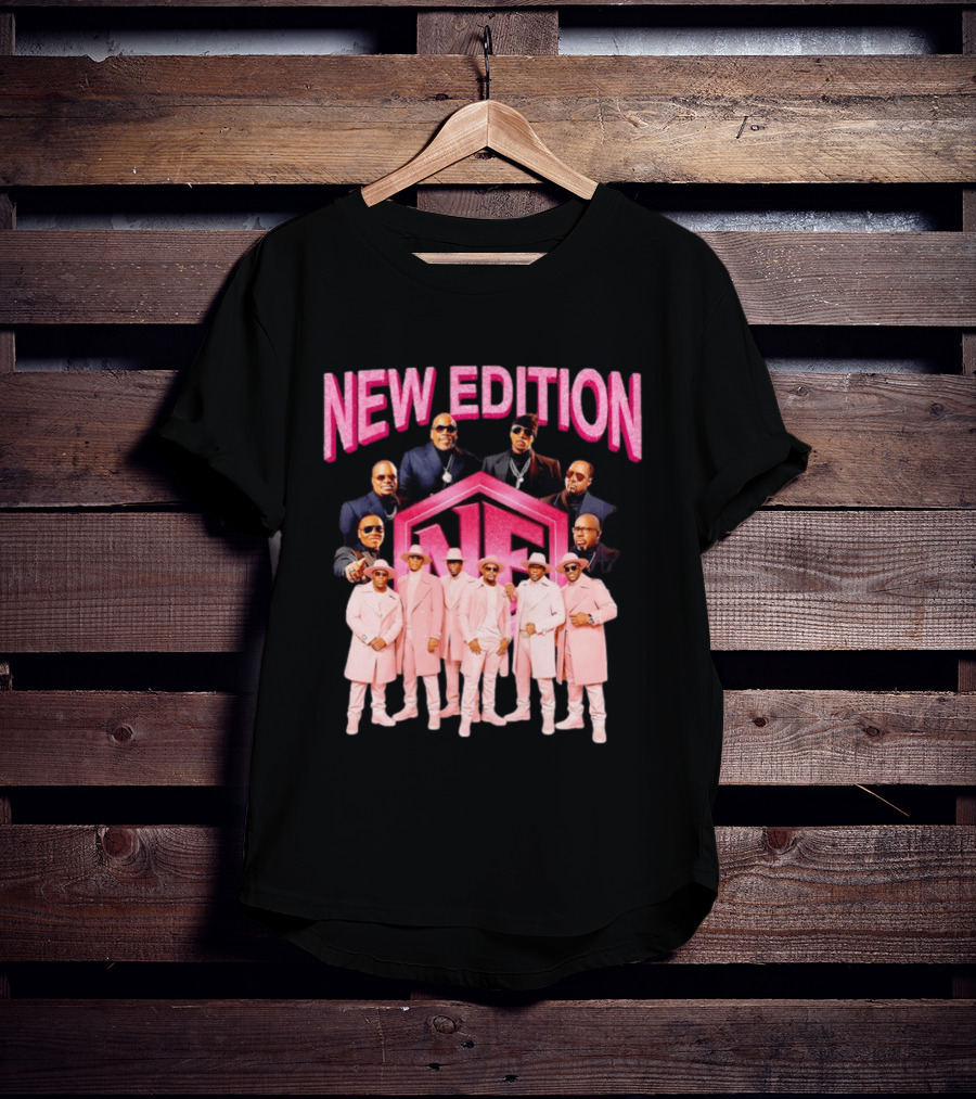 Bobby Brown Johnny Gill Ralph Tresvant Ronnie DeVoe Ricky Bell Michael Bivins New Edition NE Band Pink Outfits 90s Music T-Shirt