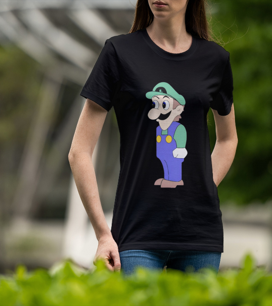 Look At Front Of For Boobs Luigi Funny Meme T-Shirt
