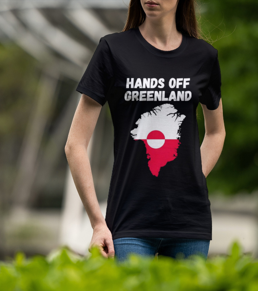 Hands Off Greenland Map Red White Circle Anti Trump T-Shirt