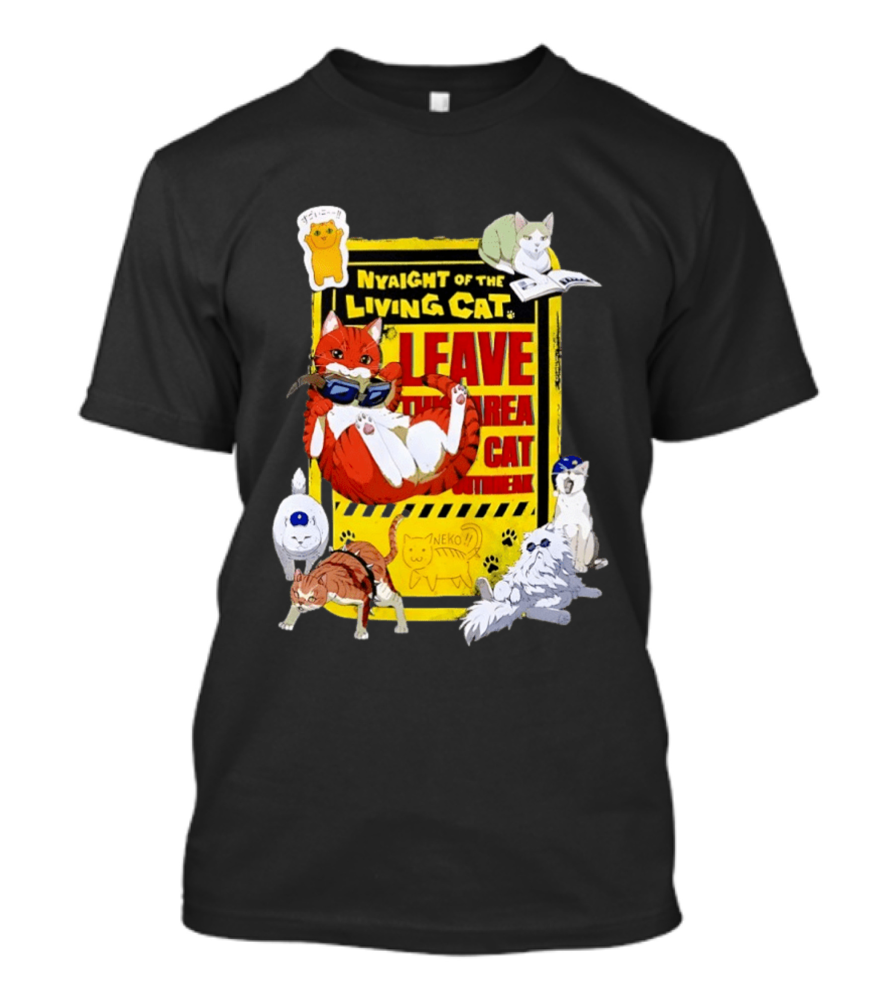 Nyaight Of The Living Cat Leave This Area Cat Neko T-Shirt