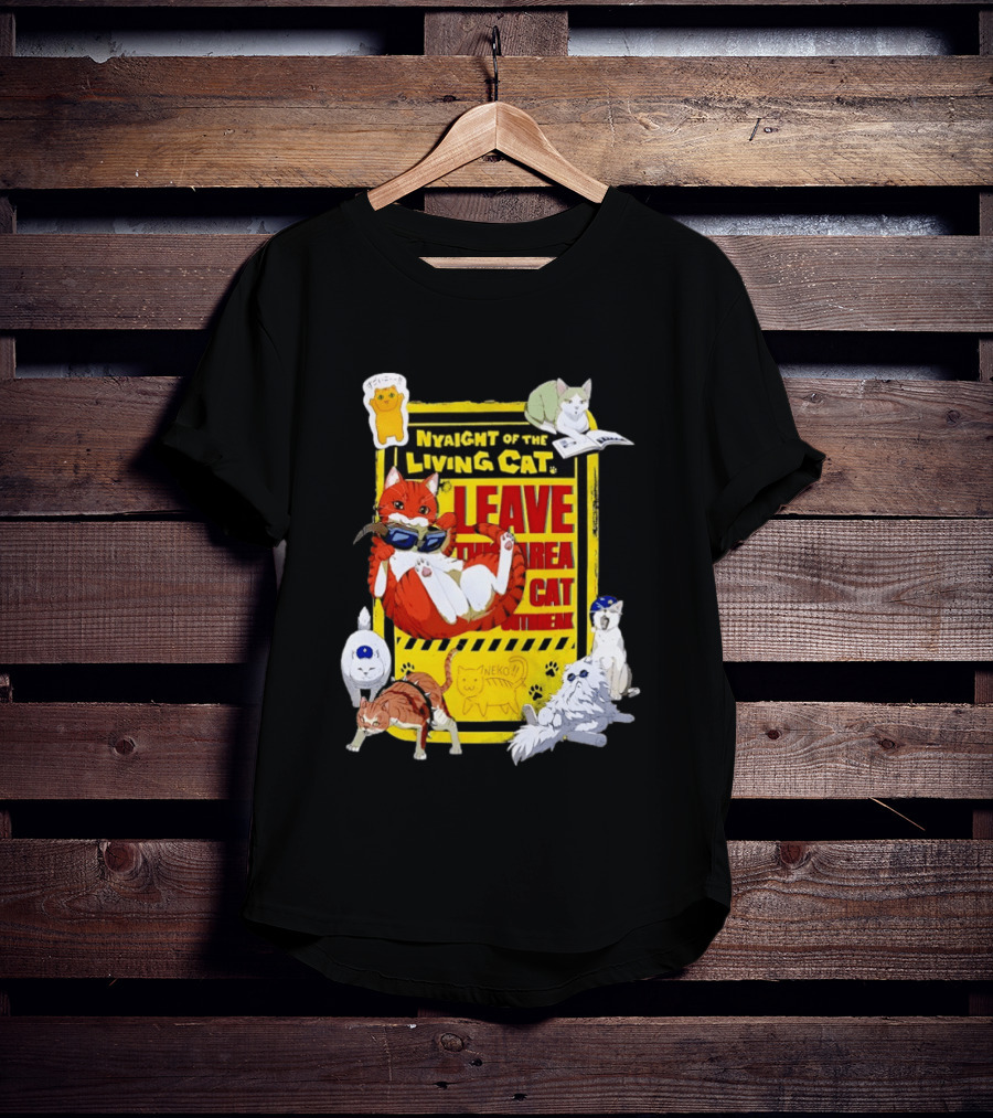 Nyaight Of The Living Cat Leave This Area Cat Neko T-Shirt