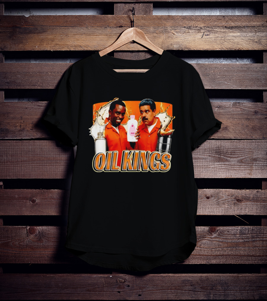 Oil Kings Comedy Parody With Iconic Characters And Baby Oil Bottle T-Shirt