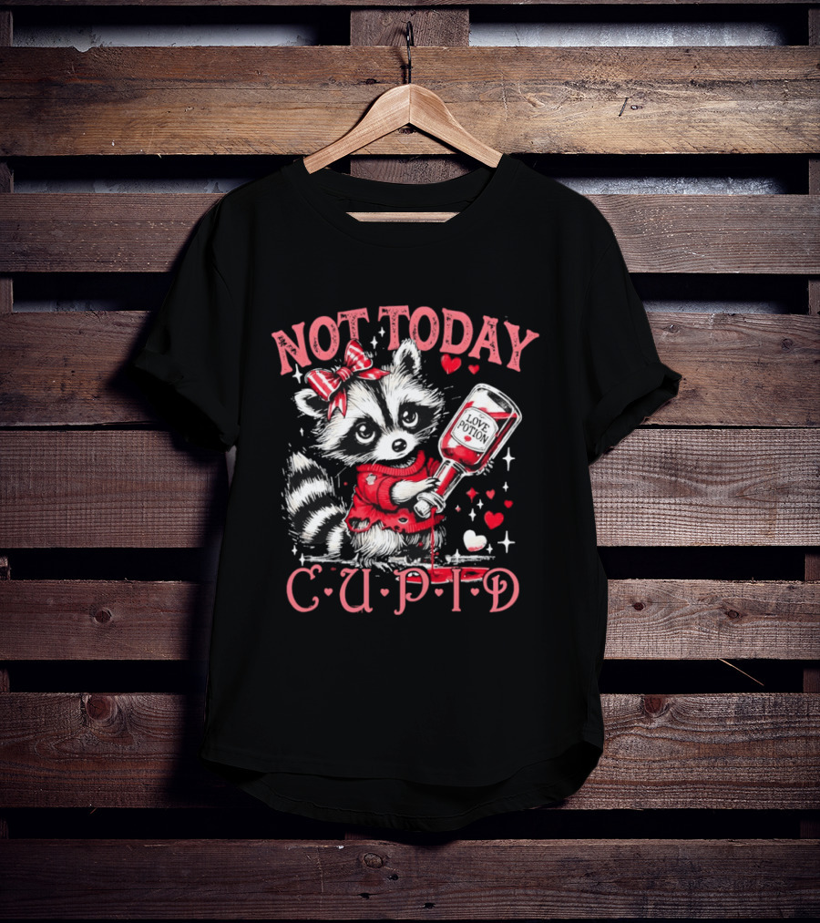 Raccoon Not Today Cupid Love Potion Valentines Day T-Shirt