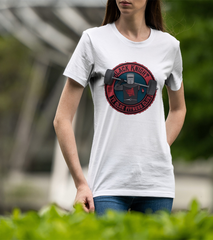 Black Knight Ye Olde Fitness Club 932 AD Weightlifting Medieval Humor T-Shirt