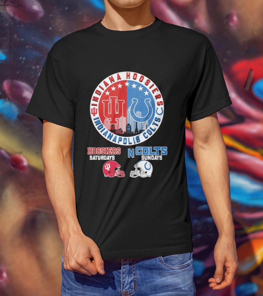 Indiana Hoosiers Saturdays Indianapolis Colts Sundays Mashup T-Shirt