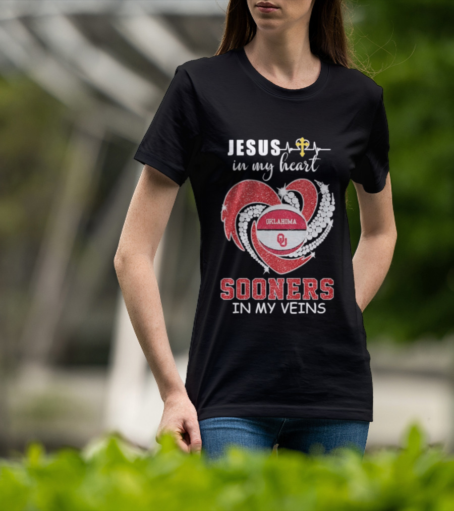 Jesus In My Heart Sooners In My Veins Oklahoma T-Shirt