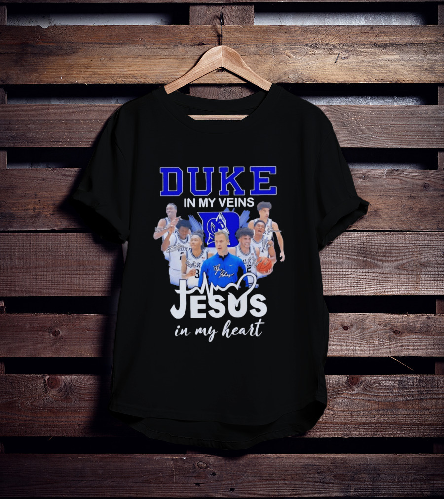 Duke Blue Devils Basketball Jesus In My Heart Signatures T-Shirt