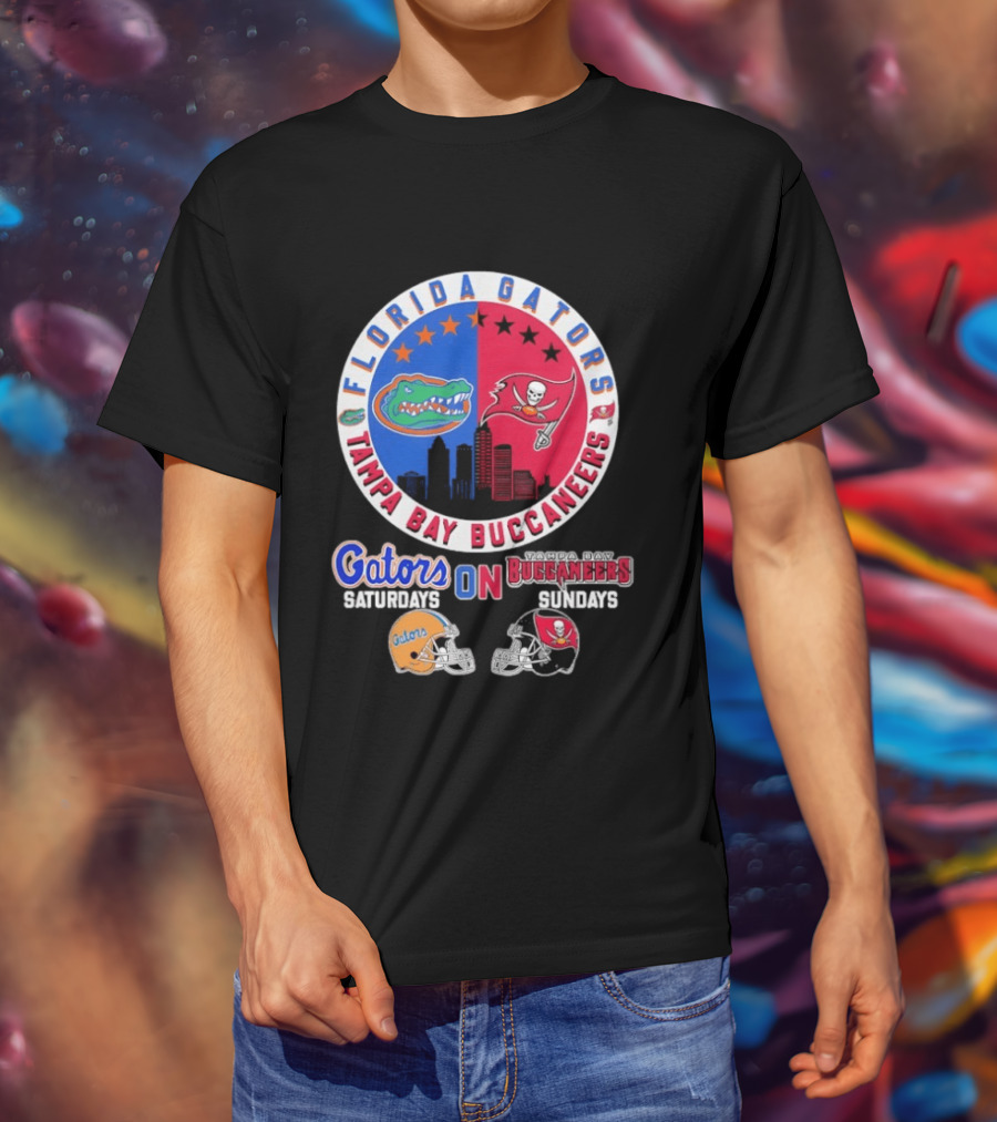 Florida Gators Tampa Bay Buccaneers Saturdays Sundays Helmet Mashup T-Shirt