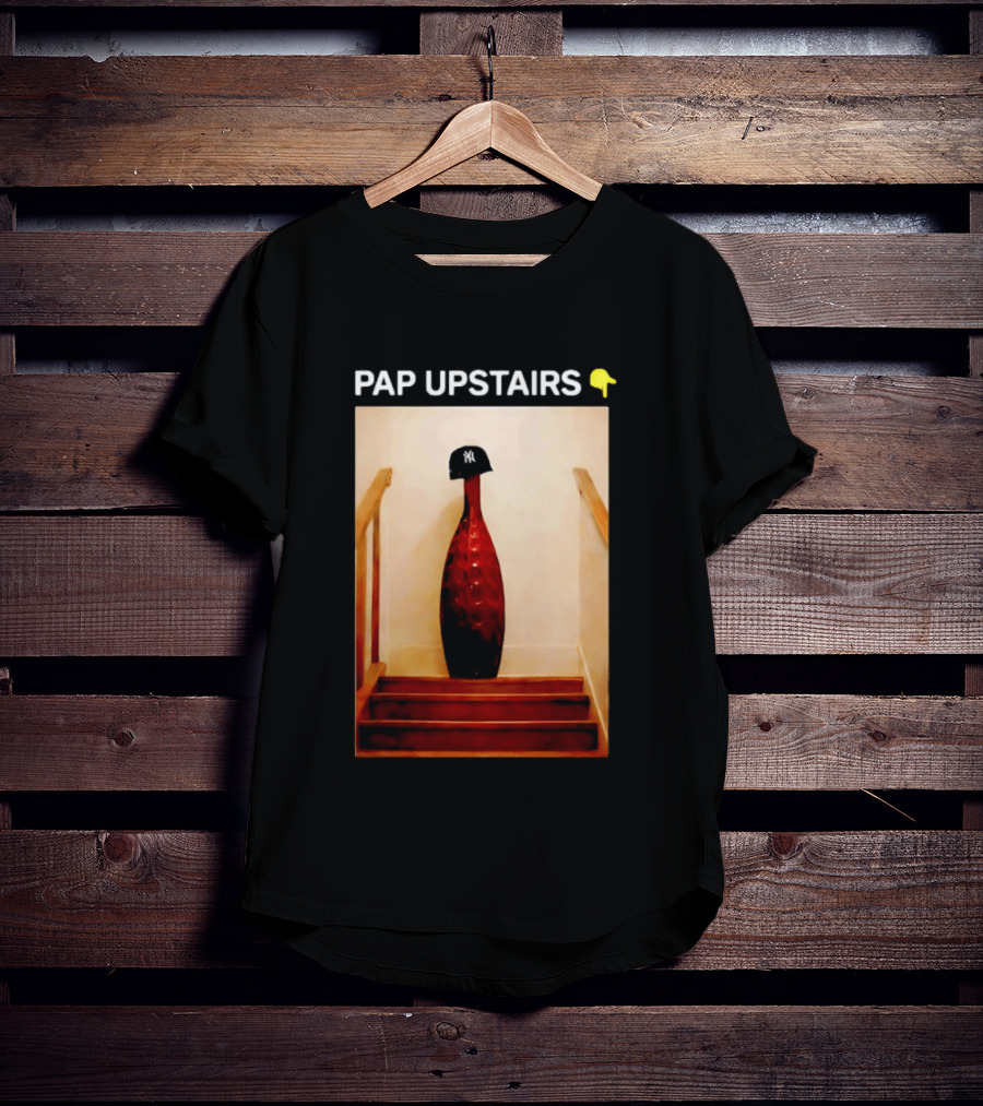 PAP UPSTAIRS New York Yankees Iconic Hat Emoji Stairs T-Shirt