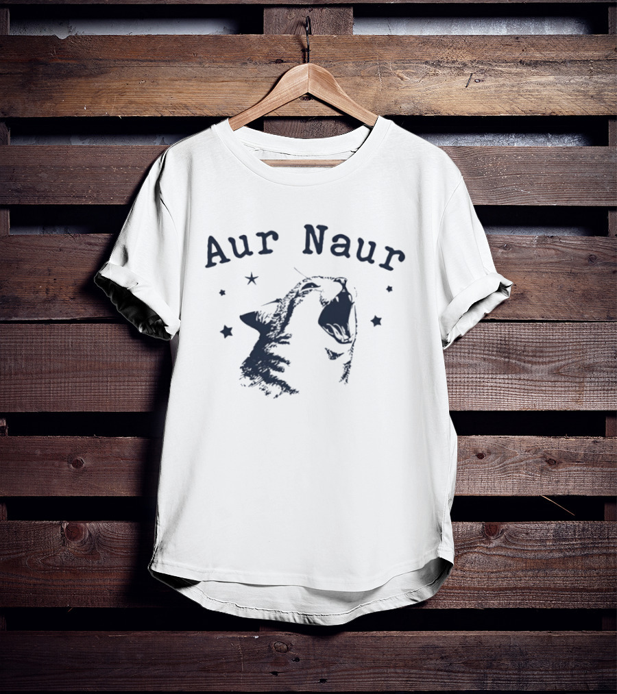 Aur Naur Cat Funny Meme Phrase With Stars T-Shirt