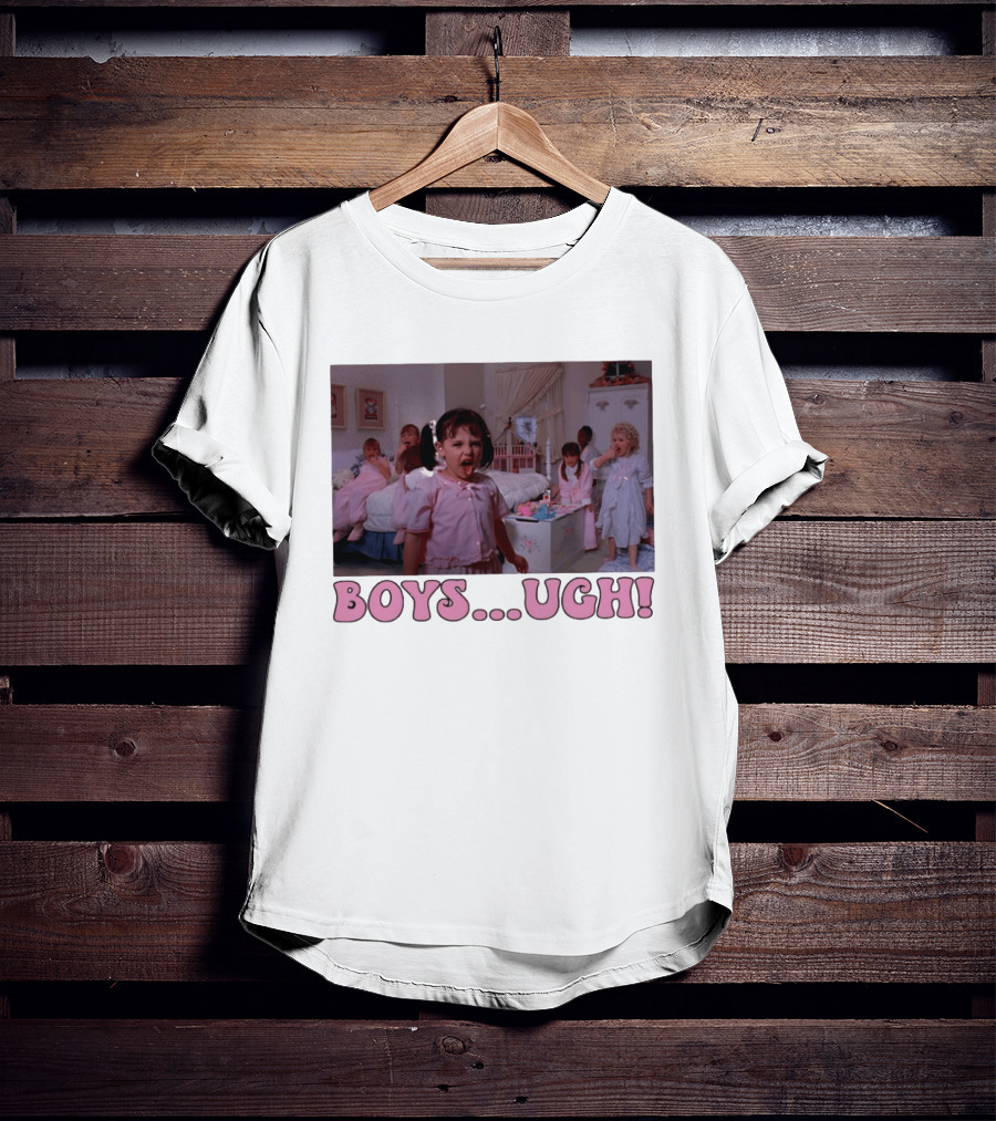 Boys Ugh Funny Valentine's Day Pink Pajama Party Classic Movie Scene T-Shirt