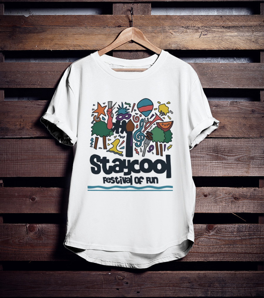 Staycool Festival Of Fun With Colorful Icons And Musical T-Shirt