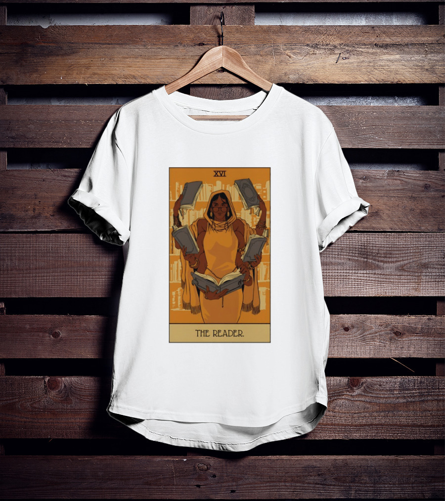 XVI The Reader Tarot Card Modern Witch Aesthetic Books Library T-Shirt