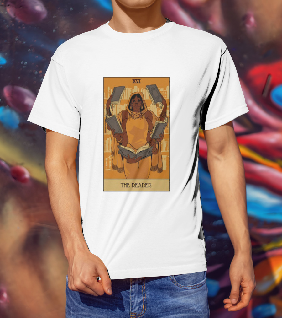XVI The Reader Tarot Card Modern Witch Aesthetic Books Library T-Shirt