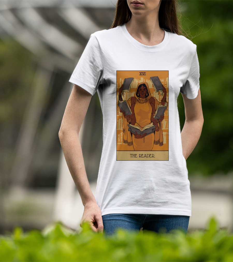 XVI The Reader Tarot Card Modern Witch Aesthetic Books Library T-Shirt