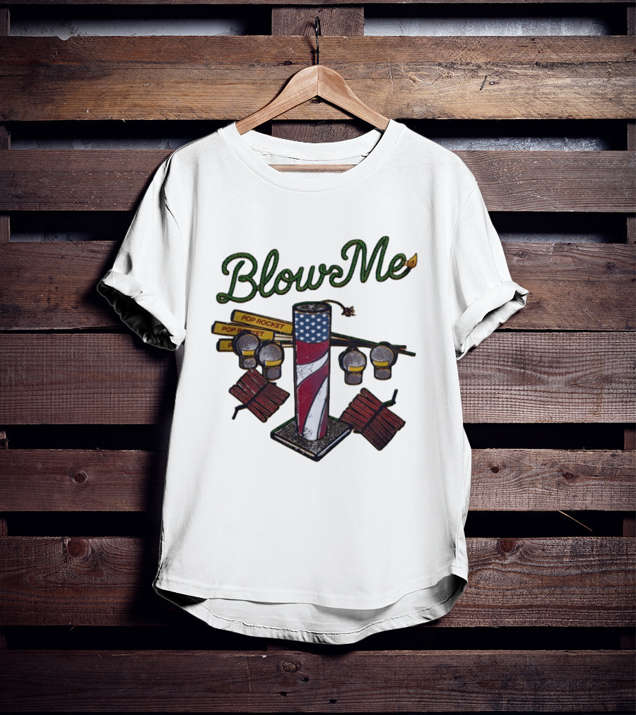 Blow Me 4th Of July Pop Rocket Fireworks USA Flag T-Shirt