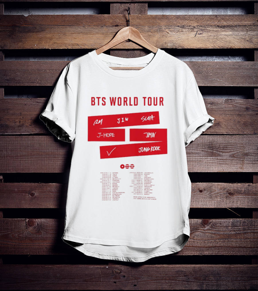 BTS World Tour 2026 RM Jin Suga J Hope Jimin V Jungkook Concert Tour Dates T-Shirt