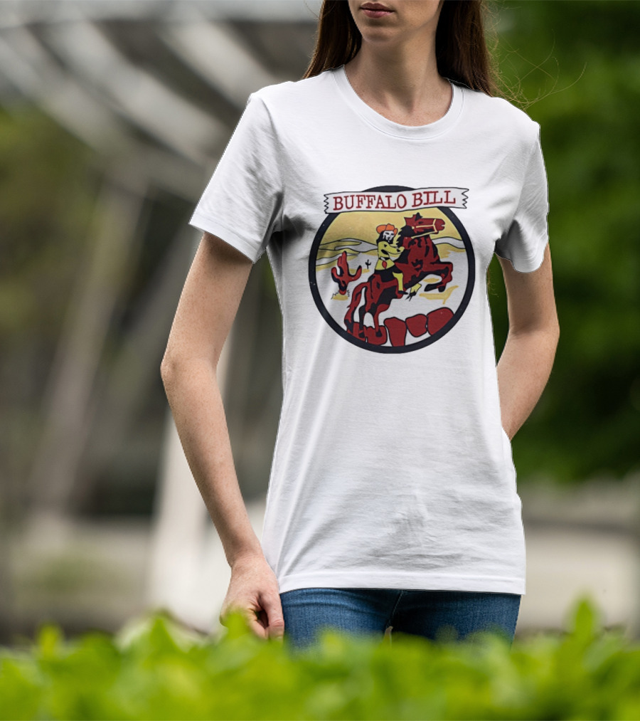 Buffalo Bill Cowboy Riding Red Horse Western Adventure T-Shirt
