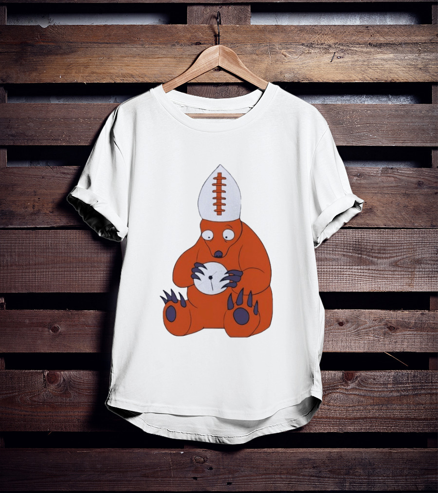 Chicago Bears Mascot Cartoon With Football Pope Hat T-Shirt