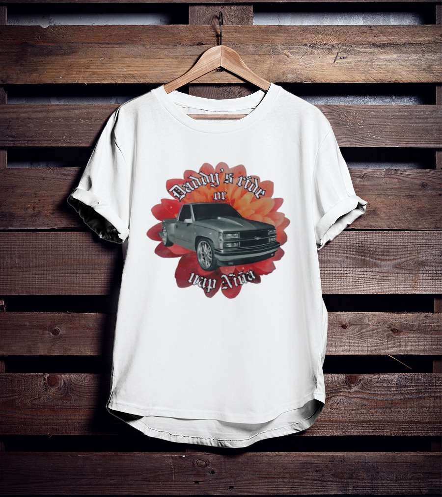 Daddy's Ride Or Nap Niña Car Floral T-Shirt