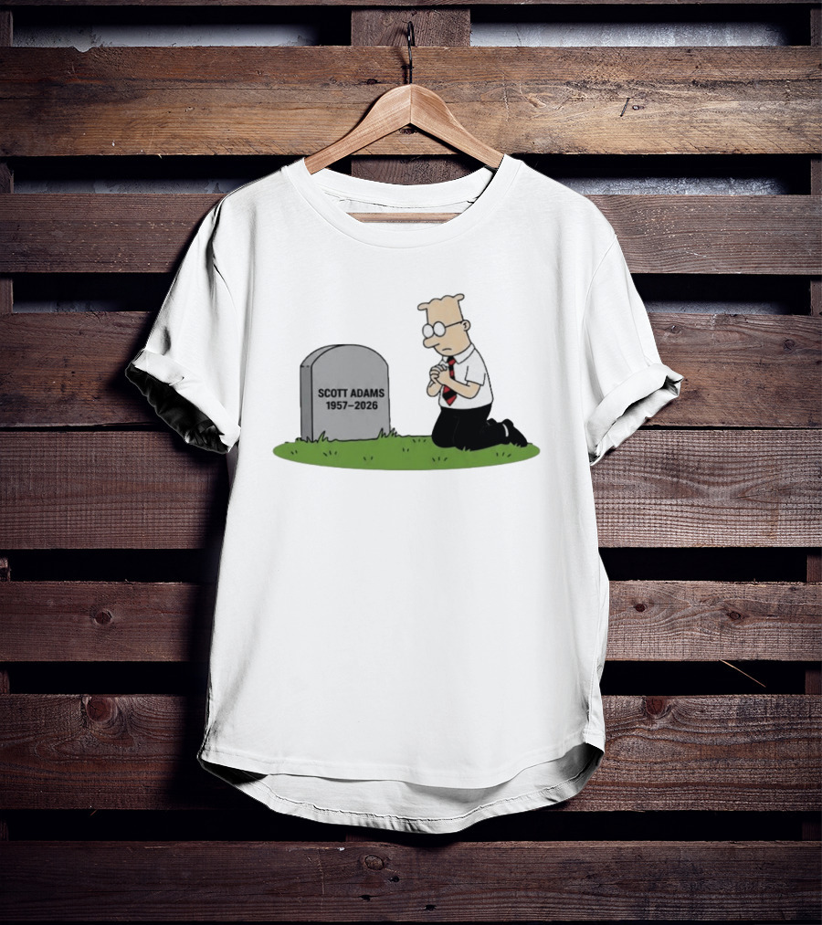 Scott Adams 1957 2026 Kneeling Dilbert Grave Marker T-Shirt