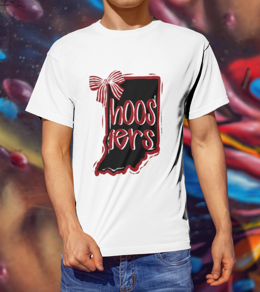 Hoosiers Indiana State Outline Bow Game Day T-Shirt
