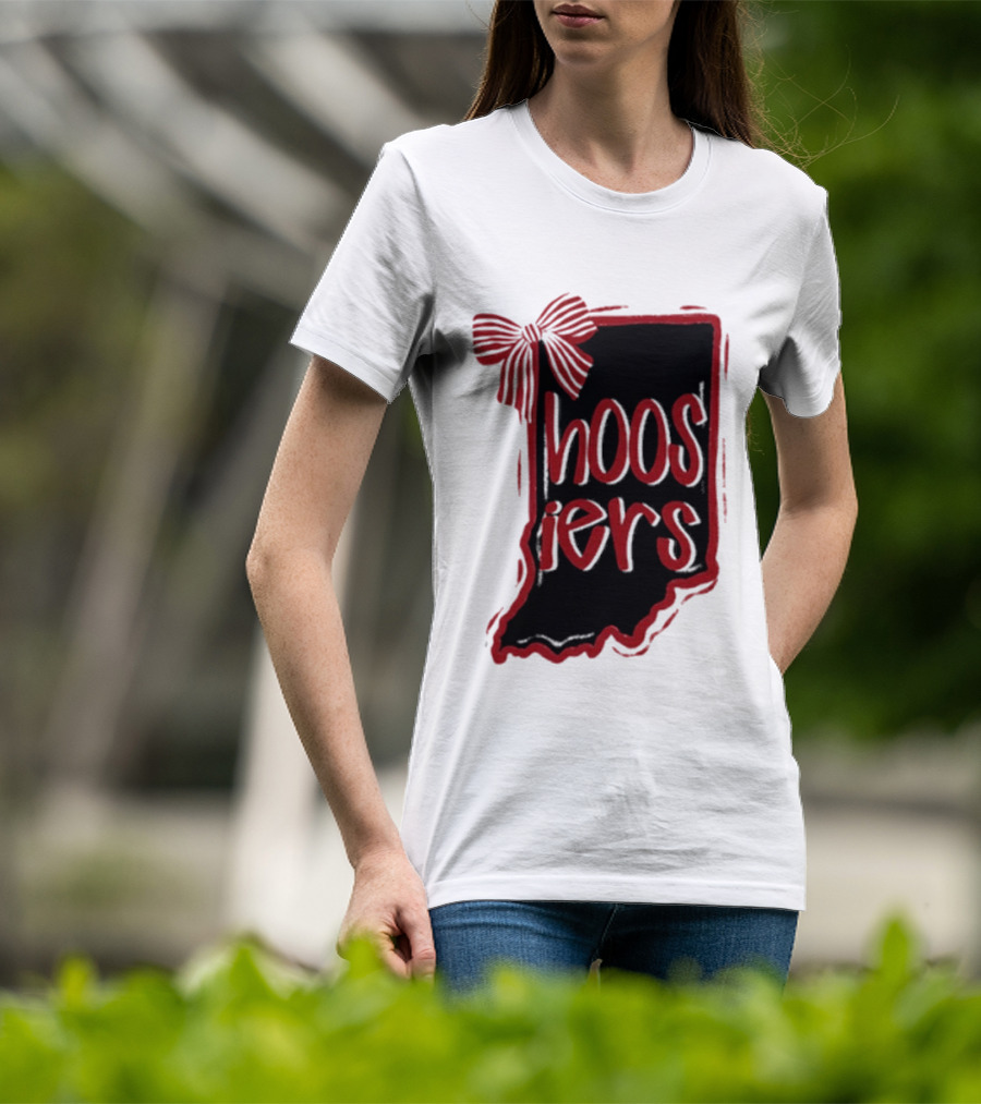 Hoosiers Indiana State Outline Bow Game Day T-Shirt