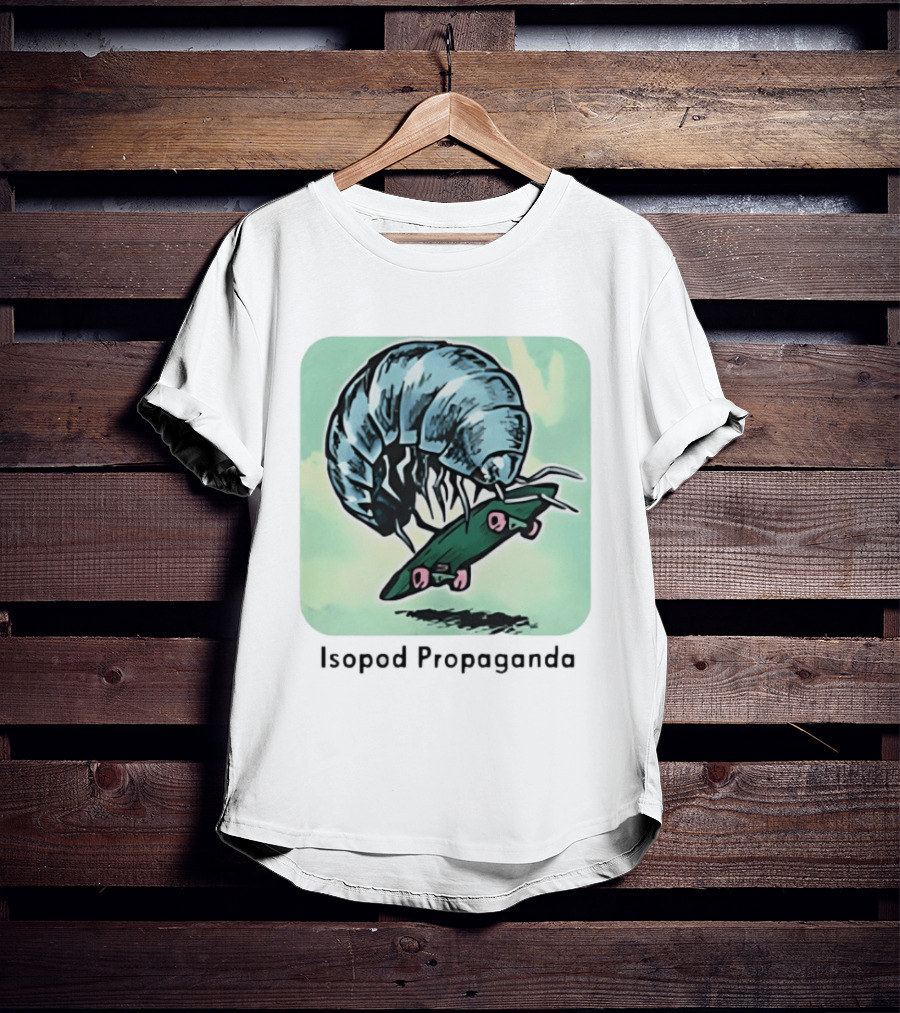 Isopod Riding Skateboard Fun Surreal T-Shirt