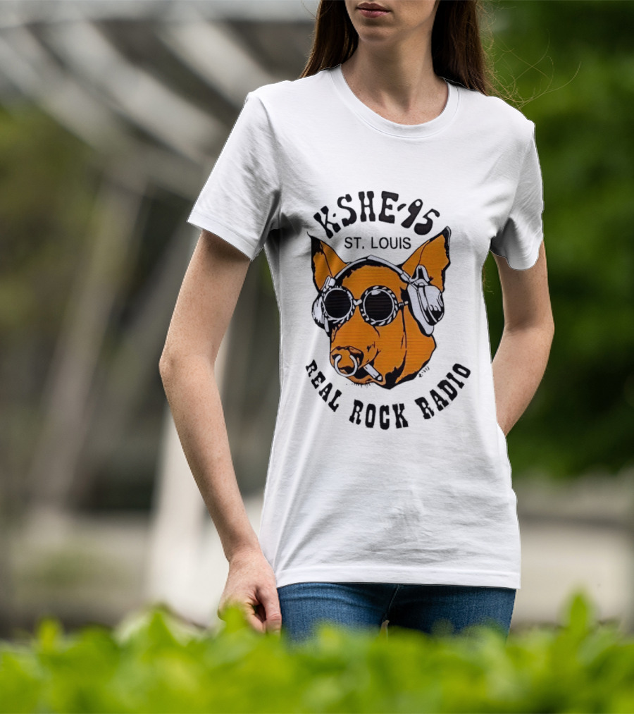 KSHE 95 St. Louis Real Rock Radio Pig With Headphones And Sunglasses T-Shirt