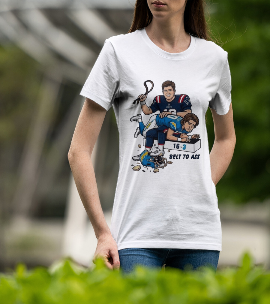 New England Patriots Belt To Ass 16 3 Sports Rivals Comic T-Shirt