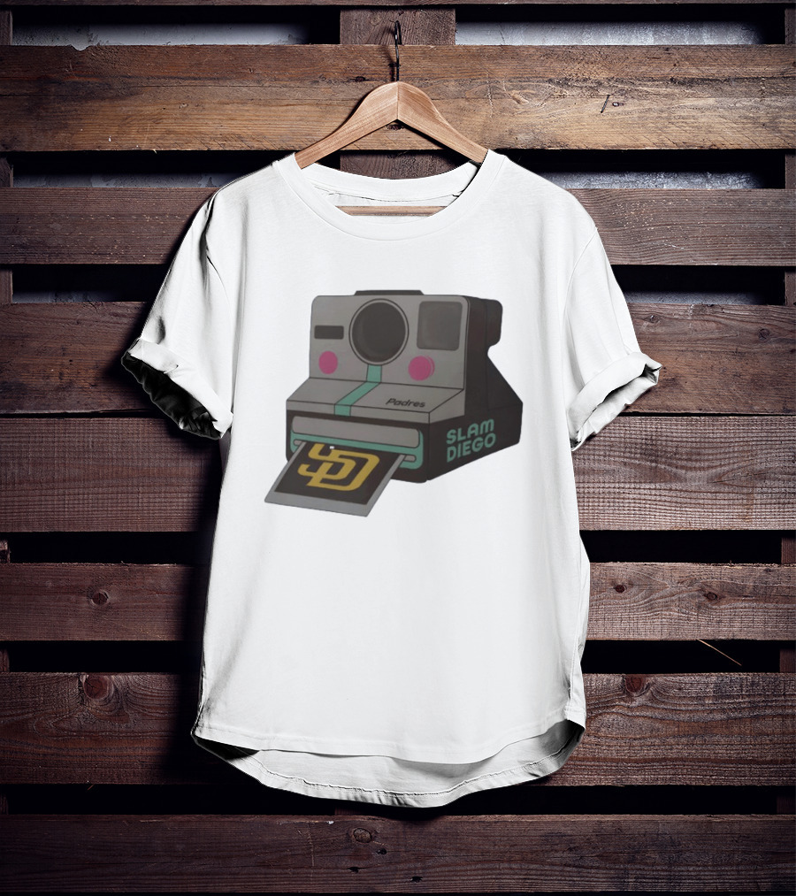 Slam Diego Padres Vintage Polaroid Camera MLB T-Shirt