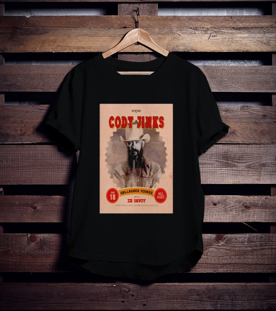 Cody Jinks San Diego Jan 18 2026 Gallagher Square With ZB Savoy T-Shirt