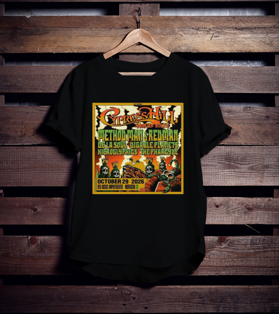 Cypress Hill Haunted Rocks 2026 At Red Rocks Amphitheatre In Morrison Colorado T-Shirt