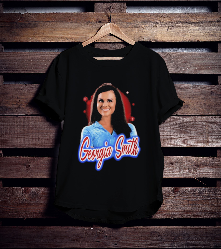 Georgia Smith Blue Top Red T-Shirt