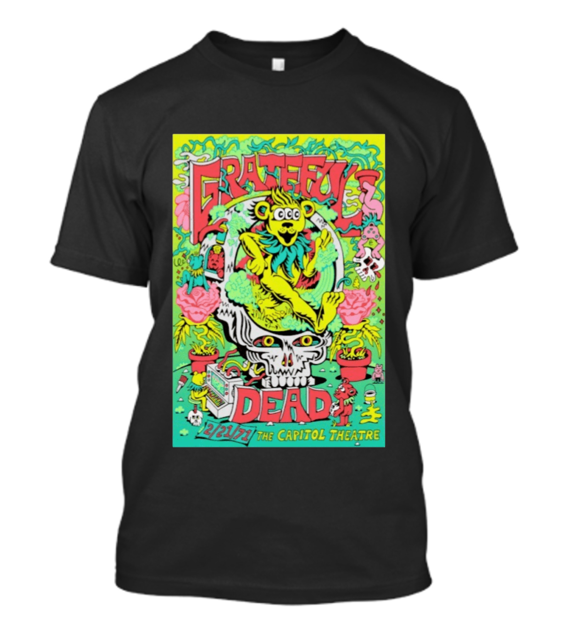 Grateful Dead Bear Skull Capitol Theatre February 21 1971 T-Shirt