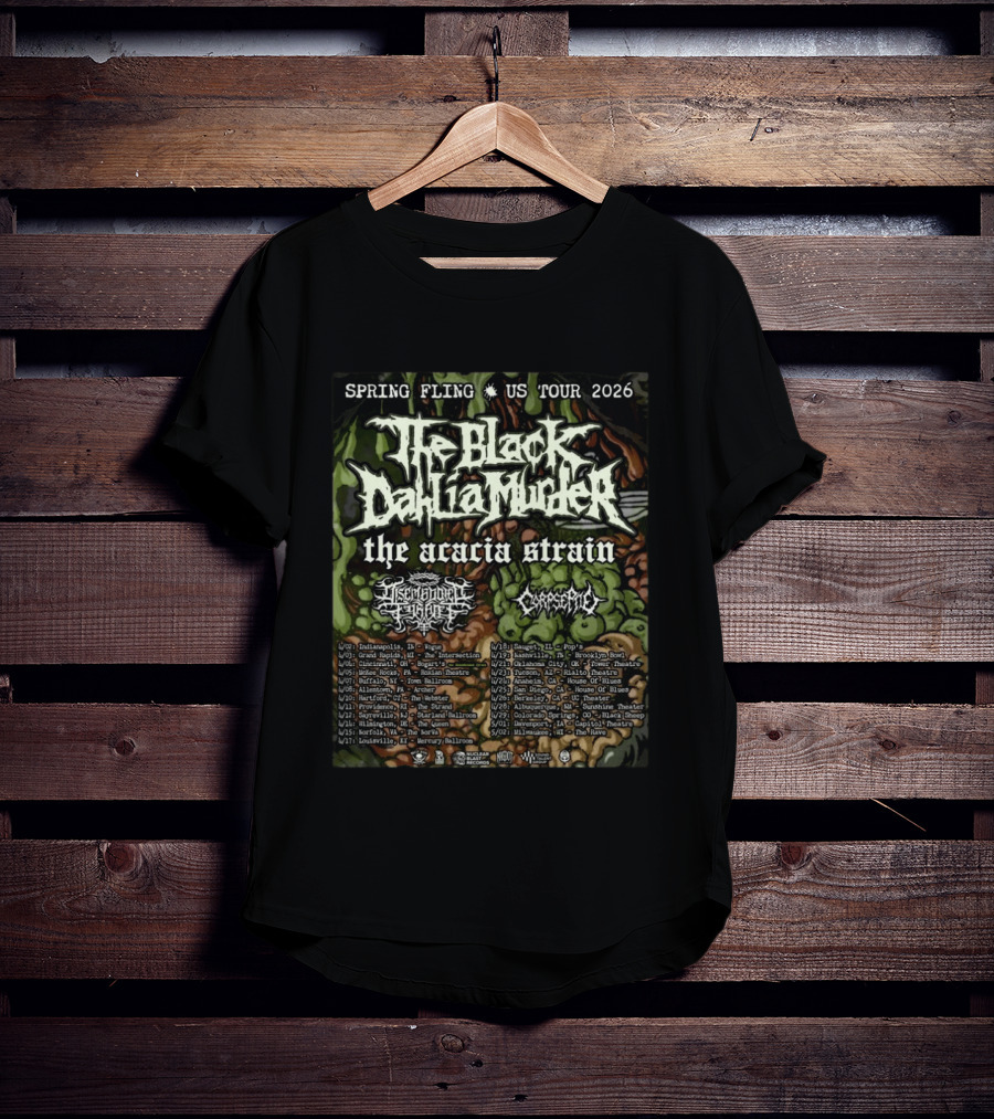 Spring Fling US Tour 2026 The Black Dahlia Murder The Acacia Strain Full Schedule Tour Dates T-Shirt