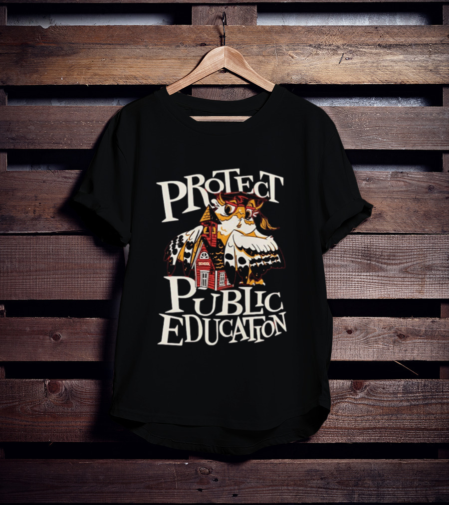 United State Of Indiana Protect Public Education Owl And Schoolhouse T-Shirt