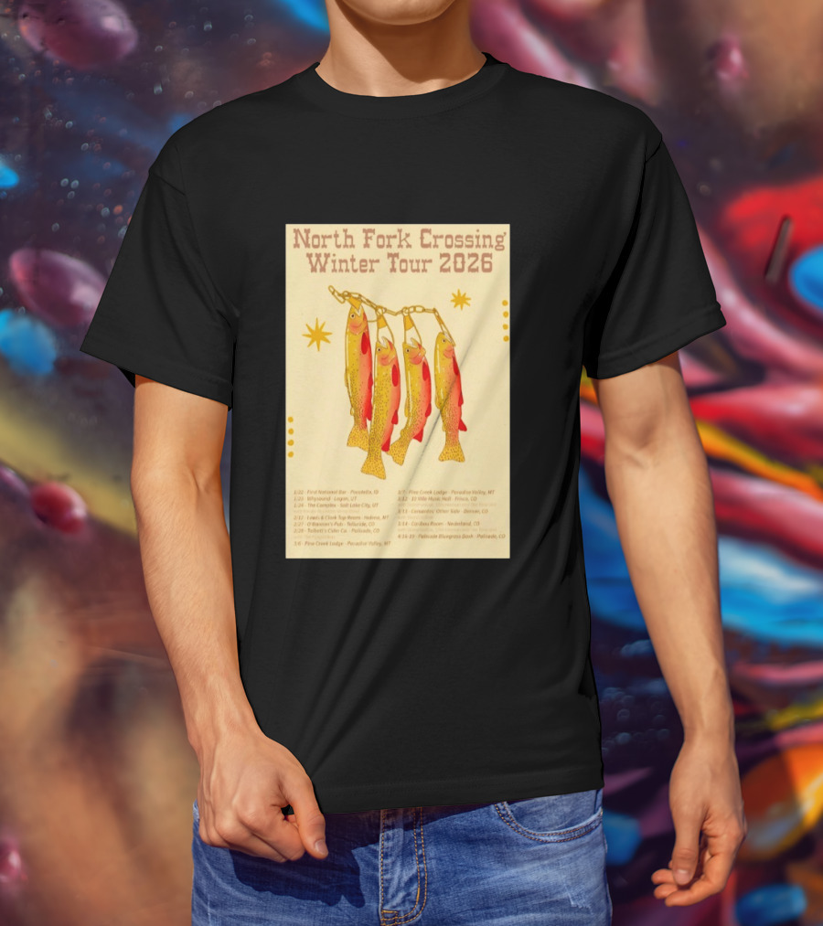 North Fork Crossing Winter Tour 2026 Dates And Locations Trout Chain T-Shirt