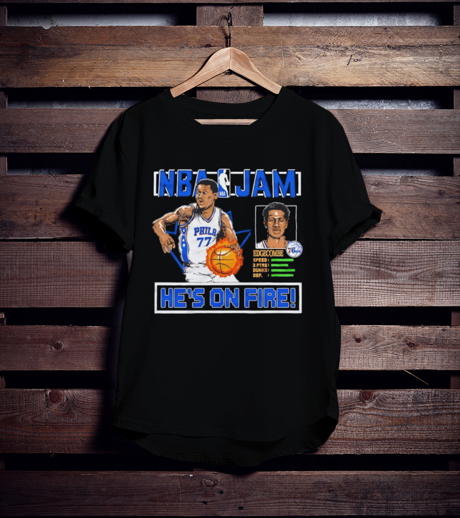 NBA Jam VJ Edgecombe Philadelphia 76ers He's On Fire T-Shirt