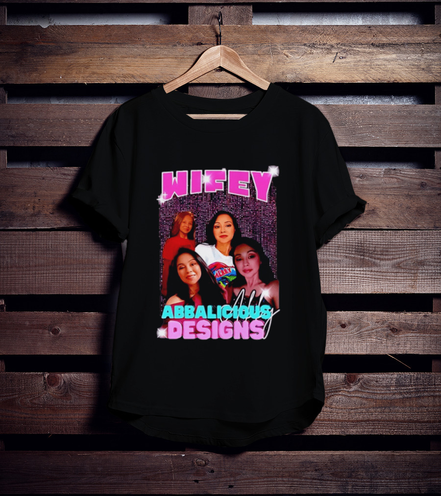Wifey Abbalicious Designs Pink And Blue Bold Typography With Stylish Women T-Shirt