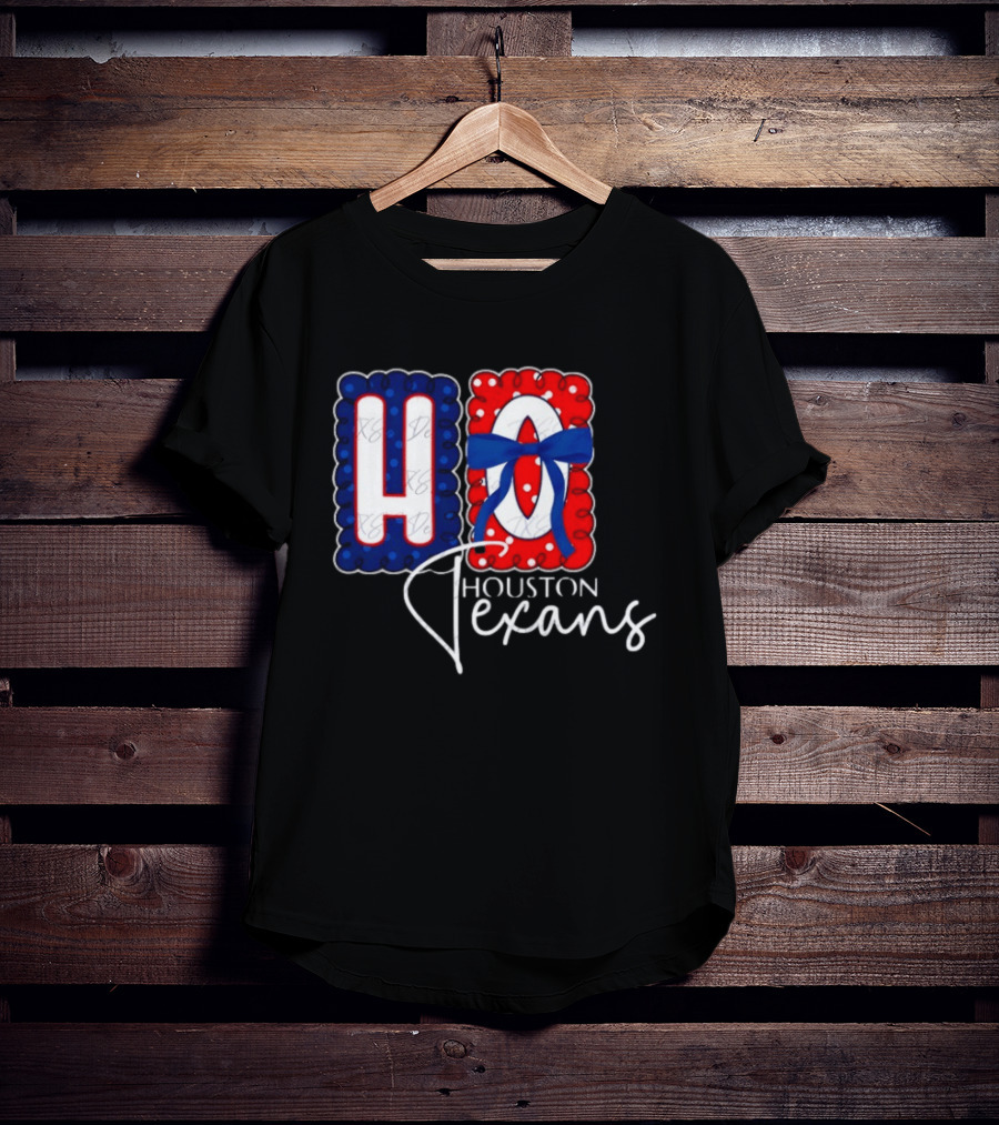 Houston Texans Football HOU Blue Red Bow T-Shirt