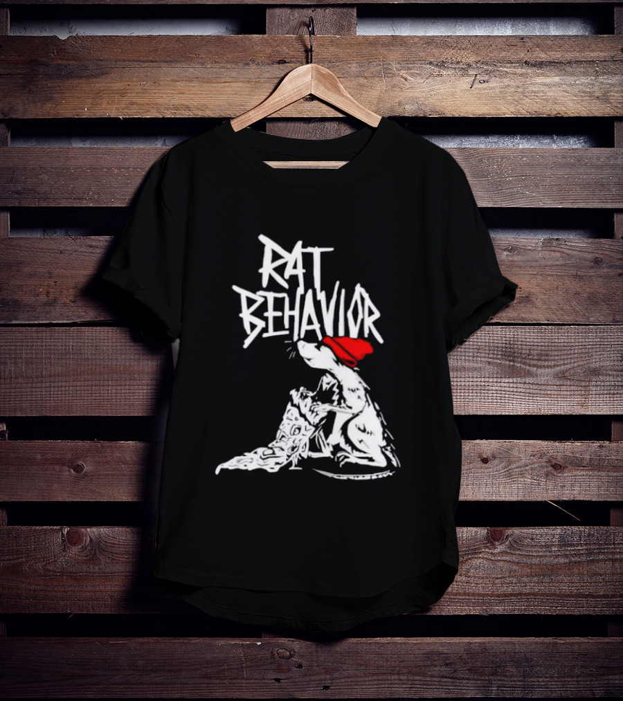 Rat Behavior Graphic With Red Hat And White Rat T-Shirt