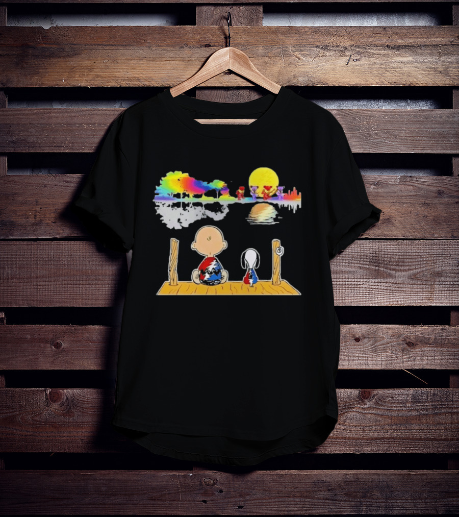 Charlie Brown Snoopy Grateful Dead Dancing Bears Reflective Scene T-Shirt