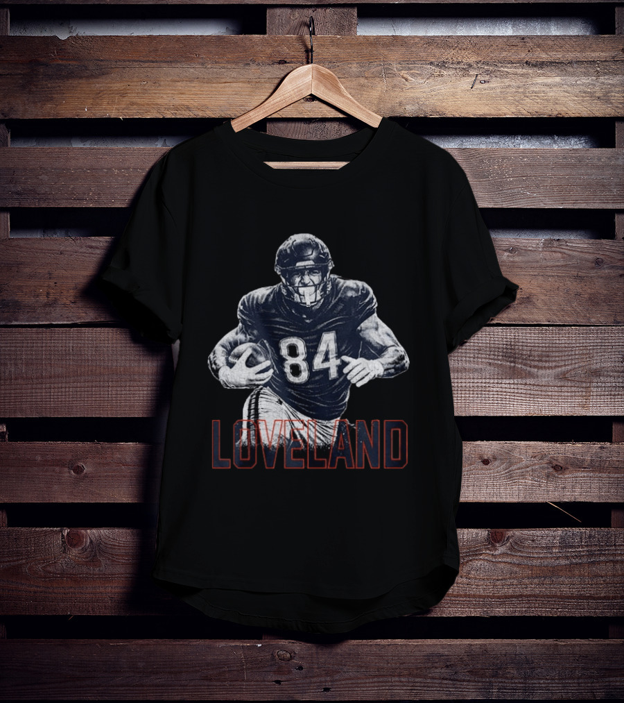Colston Loveland 84 Chicago Bears Football Player Halftone T-Shirt