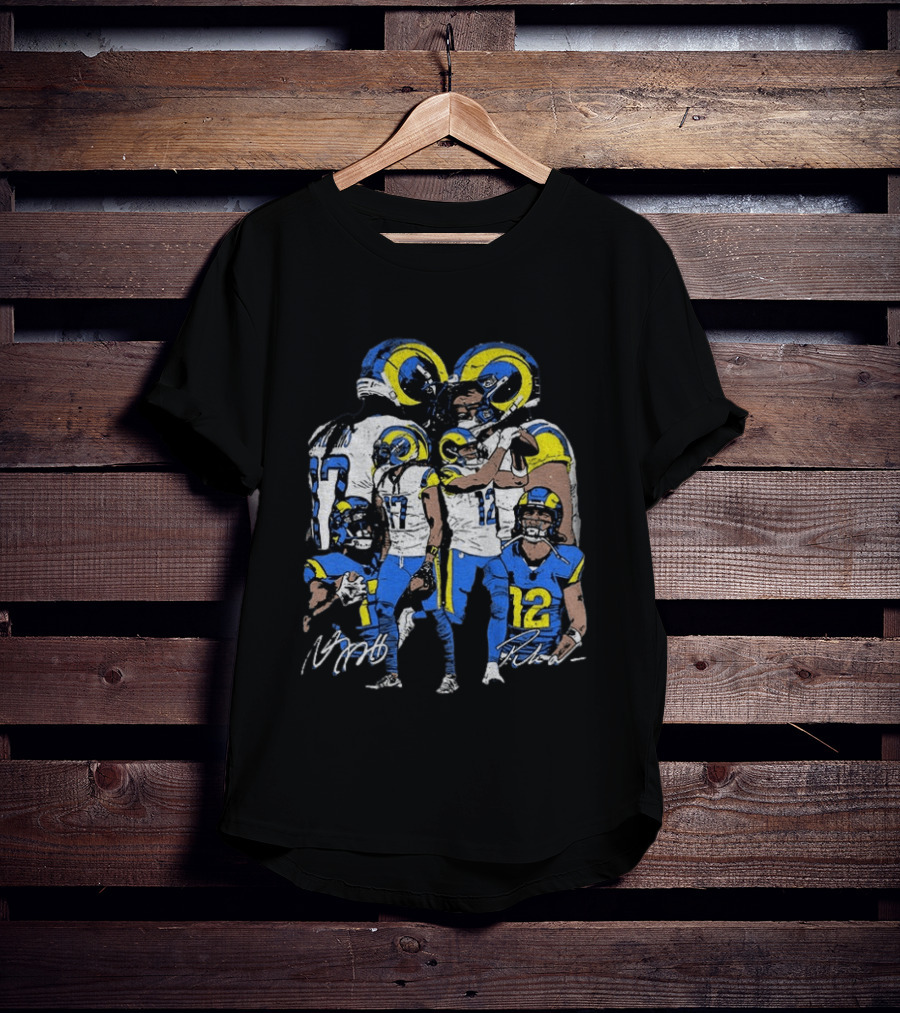 Los Angeles Rams Davante Adams Puka Nacua Signatures NFL Football T-Shirt
