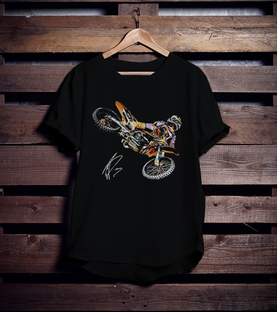 Eli Tomac AMA Supercross Anaheim1 Racing Autographed 2023 Motocross Champion T-Shirt