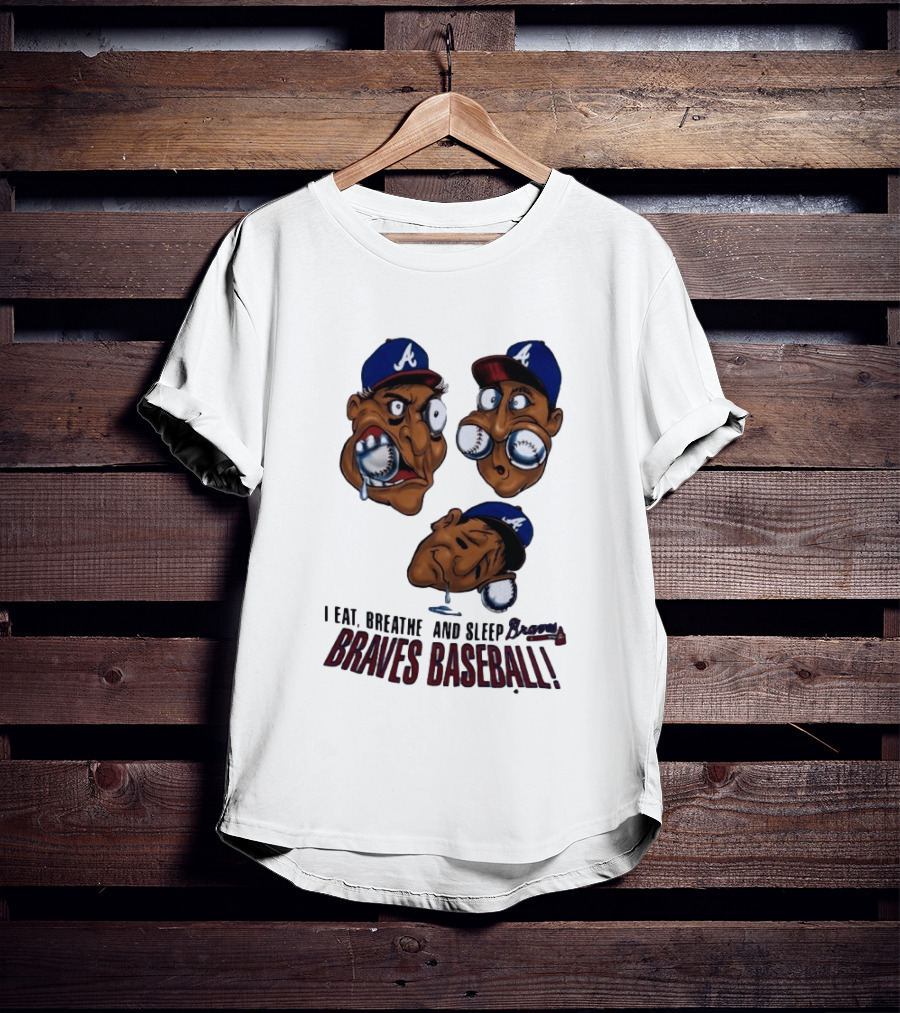 Atlanta Braves Baseball 1995 I Eat Breathe And Sleep Braves MLB Cartoon T-Shirt