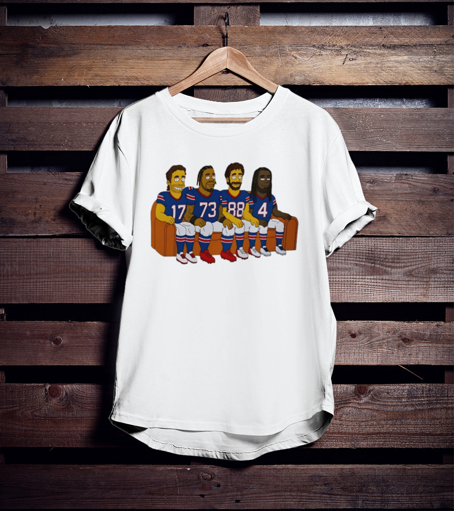 Josh Allen Dion Dawkins Dawson Knox Stefon Diggs Buffalo Bills Cartoon Characters On Couch T-Shirt