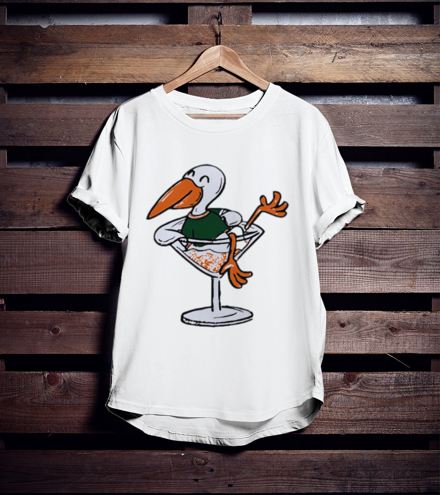 Miami Hurricanes Ibis Mascot In Cocktail Glass T-Shirt