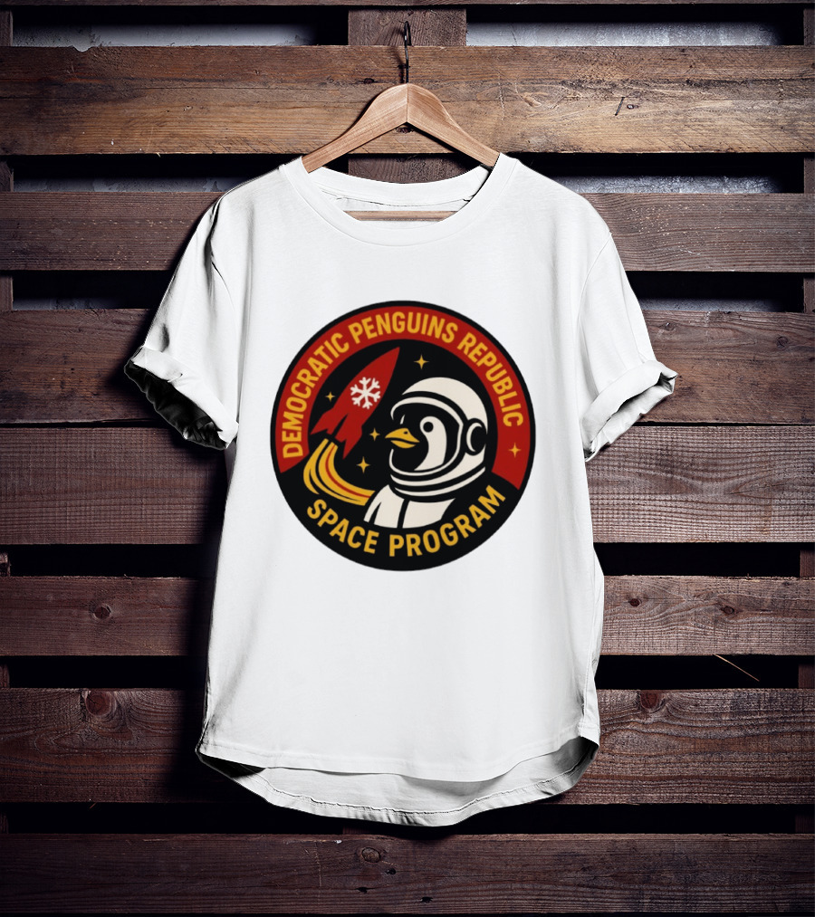 Democratic Penguins Republic Space Program Astronaut Penguin Rocket T-Shirt